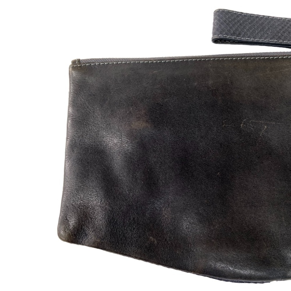 All Saints Leather Clutch Bag Python Embossed Dar… - image 4